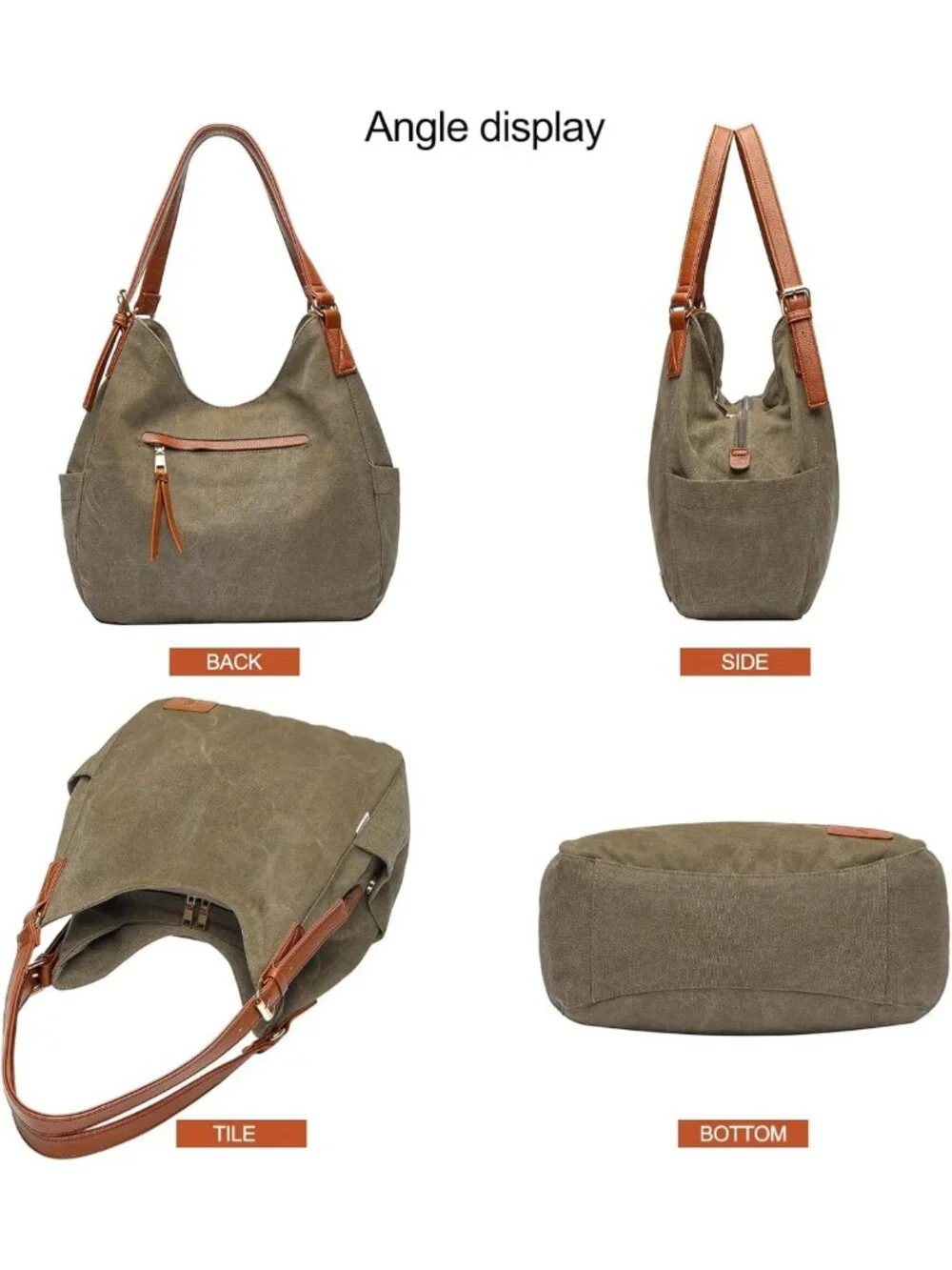 Stylish Women’s Canvas Hobo Tote Bag - Multi Pocket, Embroidered Ethnic Design